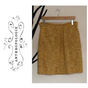 Anthropologie Elevenses ruffled waist flower print lined pencil skirt